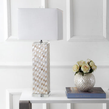 Daniel 30.5" Seashell/Crystal LED Table Lamp - JONATHAN Y